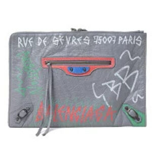 Balenciaga bag City Graffiti clutch leather gray